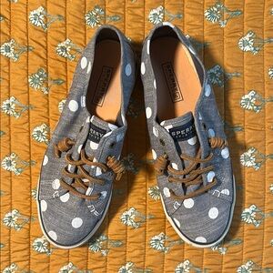 Sperry Polka Dot Slip on Sneakers, chambray